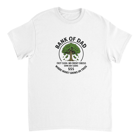 Bank of Dad T-Shirt – Humorous Money Tree Design, Heavyweight Cotton, Classic Fit for Everyday Fun - KPAP Canada