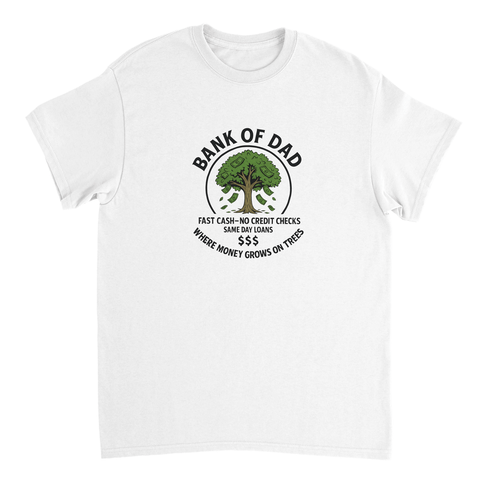 Bank of Dad T-Shirt – Humorous Money Tree Design, Heavyweight Cotton, Classic Fit for Everyday Fun - KPAP Canada