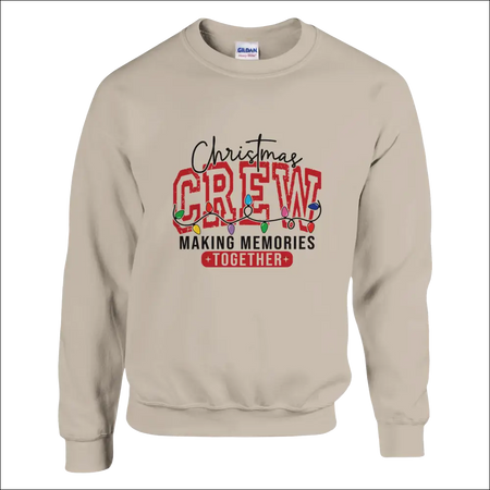 Beige Gildan Christmas Crew sweatshirt with red lights print