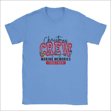 Light blue Christmas Crew unisex t-shirt with festive graphic