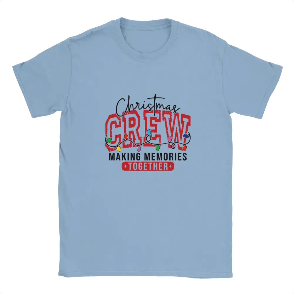 Light blue Christmas Crew unisex t-shirt with festive graphic