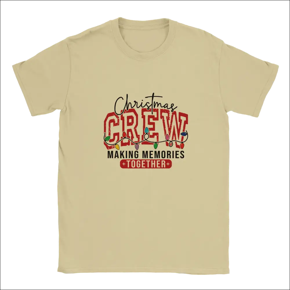 Beige Christmas Crew unisex t-shirt with festive graphic