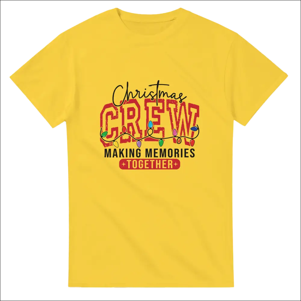 Bright yellow Christmas Crew t-shirt with festive graphic