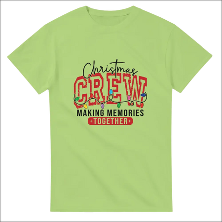 Lime green Christmas Crew heavyweight unisex t-shirt with festive graphic