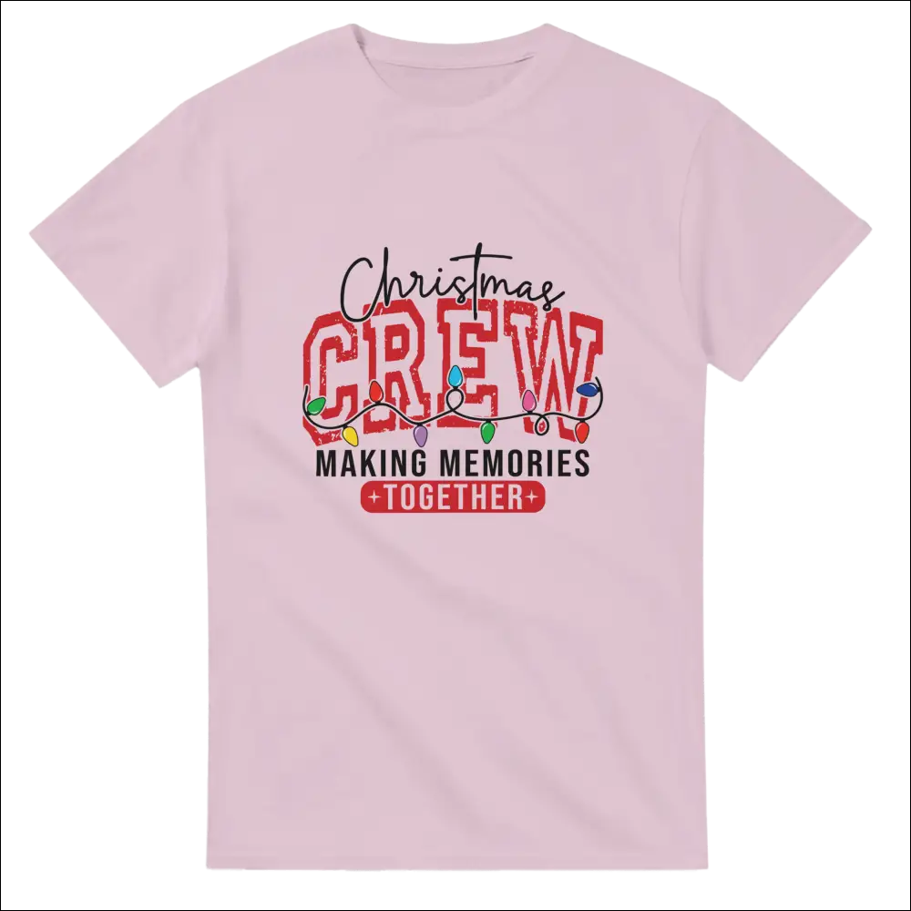 Soft pink Christmas Crew heavyweight unisex t-shirt with festive graphic