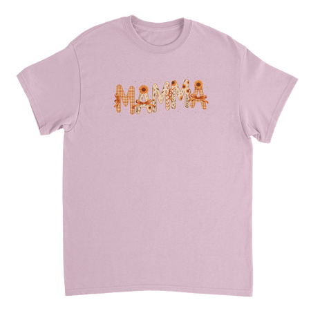 Autumn 'MAMMA' T-Shirt – Sunflower & Gingham Print, Heavyweight Cotton, Classic Fit for Everyday Comfort - KPAP Canada