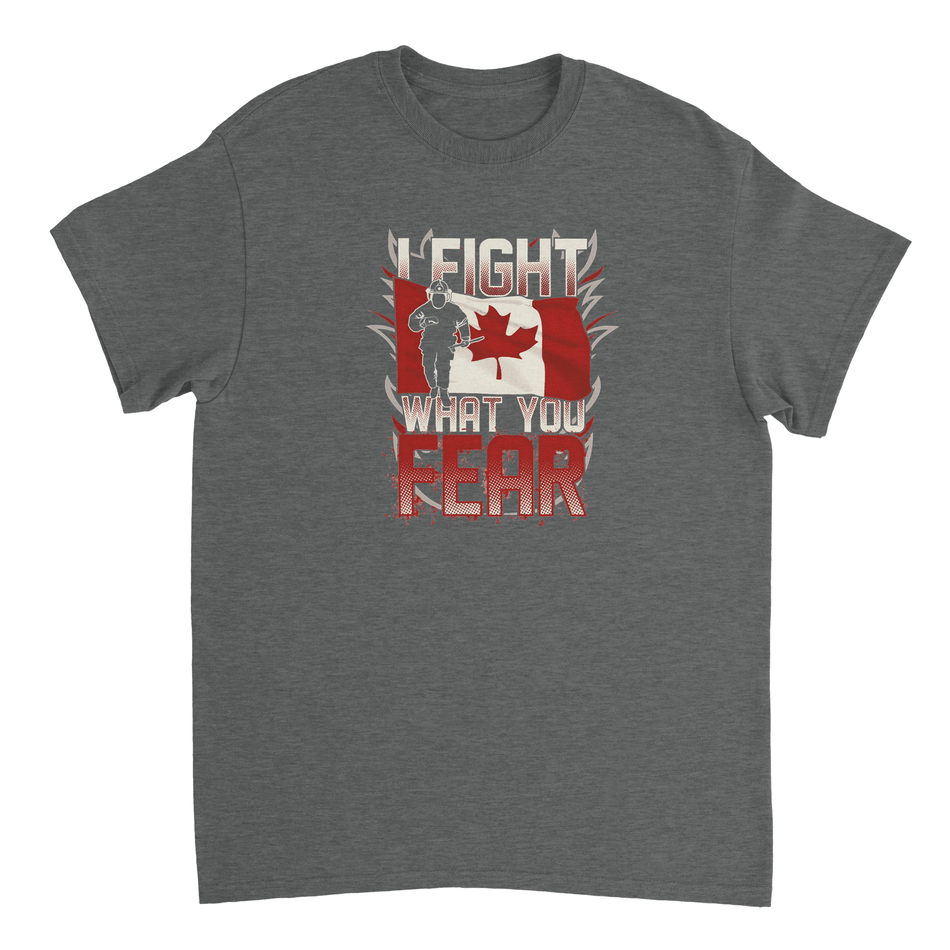 Canadian Firefighter 'I Fight What You Fear' T-Shirt – Premium Cotton, Bold Design, Everyday Hero Wear - KPAP Canada