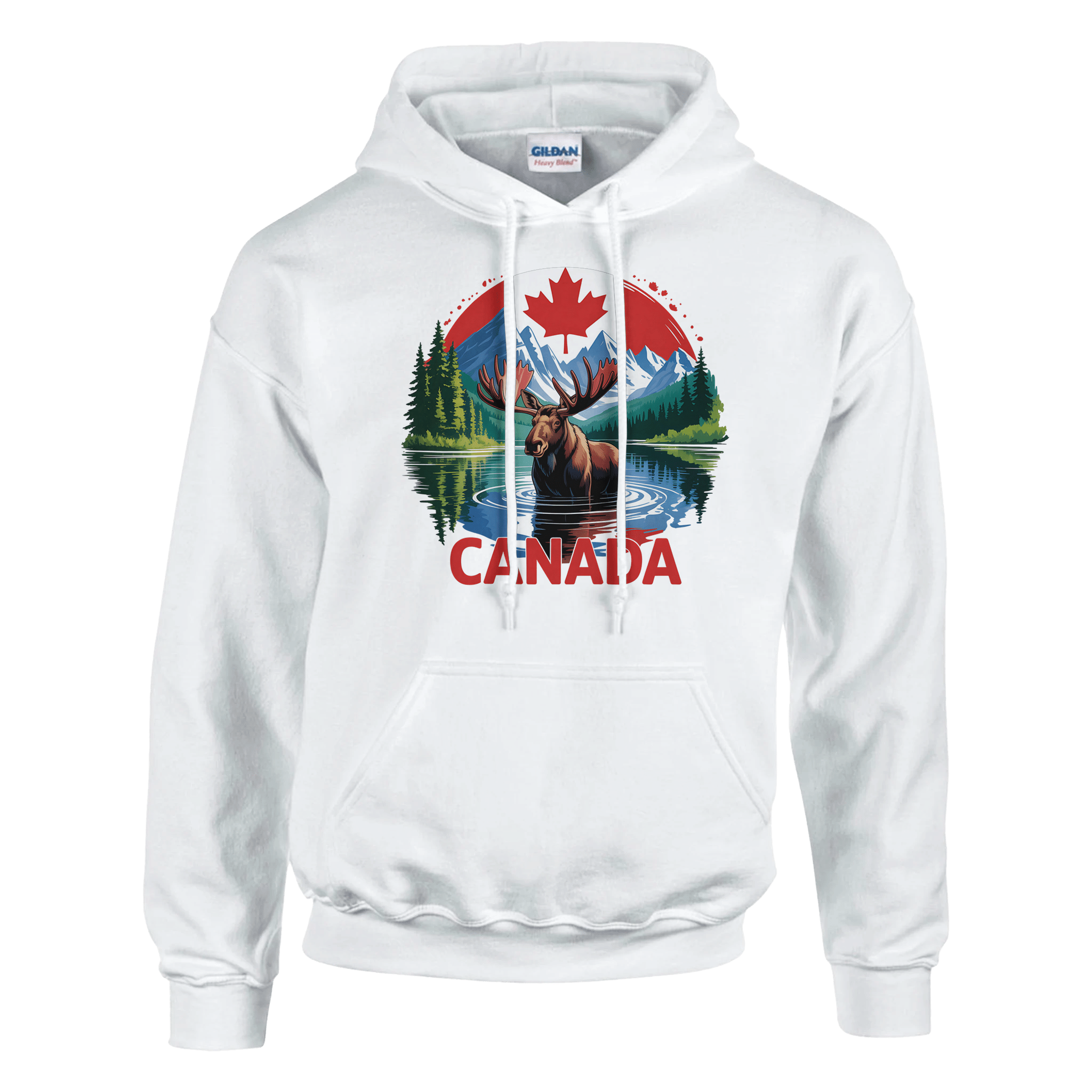 Canadian Moose & Mountains Pullover Hoodie – Heavy Blend Comfort - KPAP Canada