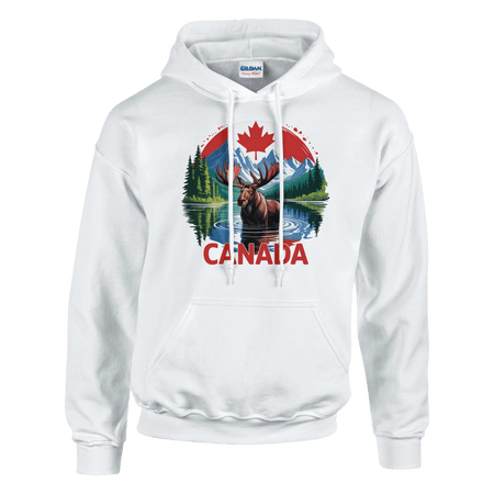 Canadian Moose & Mountains Pullover Hoodie – Heavy Blend Comfort - KPAP Canada