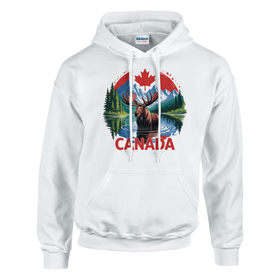 Canadian Moose & Mountains Pullover Hoodie – Heavy Blend Comfort - KPAP Canada