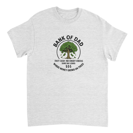 Bank of Dad T-Shirt – Humorous Money Tree Design, Heavyweight Cotton, Classic Fit for Everyday Fun - KPAP Canada