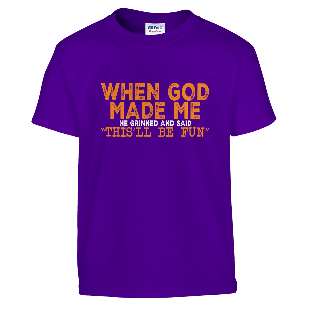 FunKids Funny T-Shirt – 'When God Made Me, He Grinned and Said This Will Be Fun!' Design - KPAP Canada