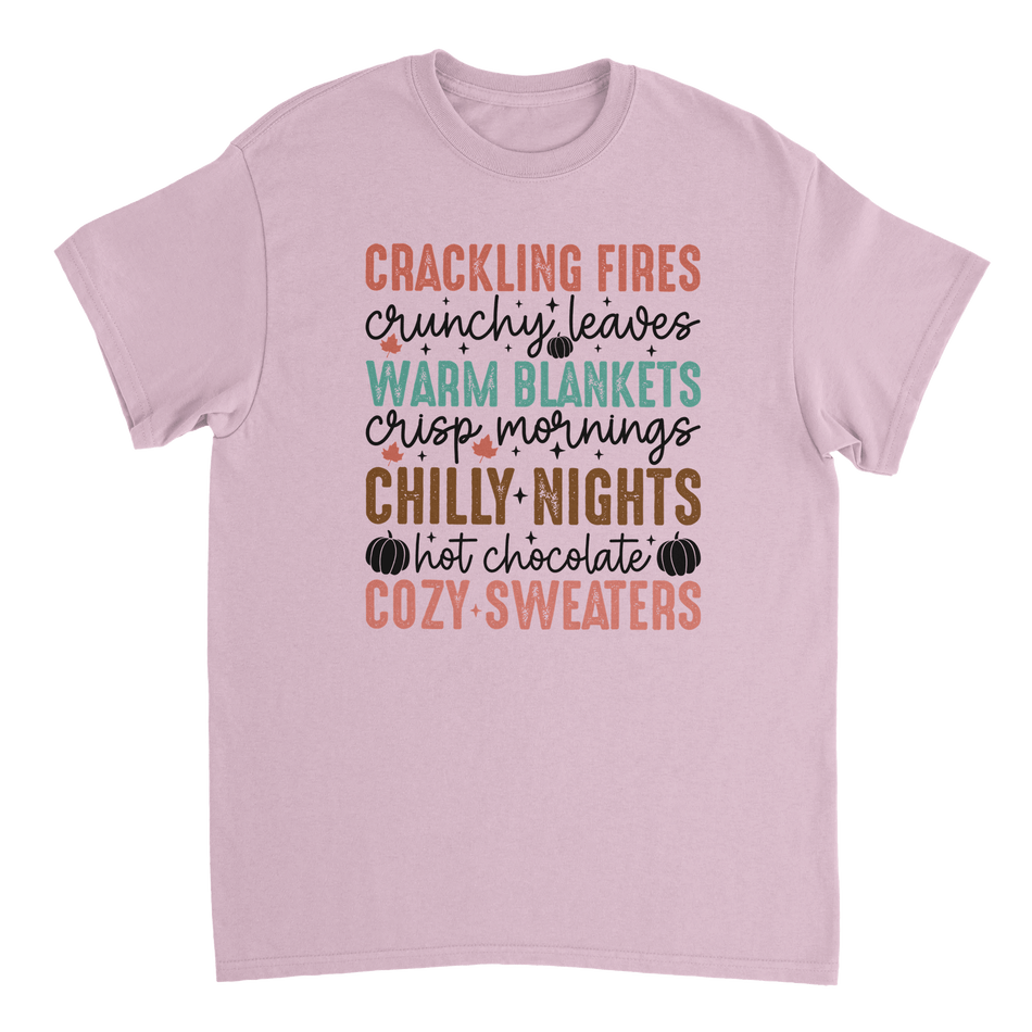 Autumn Comforts T-Shirt – Crackling Fires, Crunchy Leaves, Cozy Sweaters | Heavyweight Cotton Tee in Various Colors - KPAP Canada