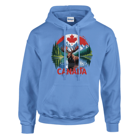 Canadian Moose & Mountains Pullover Hoodie – Heavy Blend Comfort - KPAP Canada