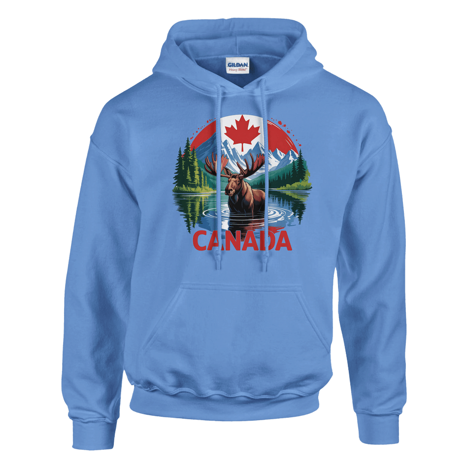 Canadian Moose & Mountains Pullover Hoodie – Heavy Blend Comfort - KPAP Canada
