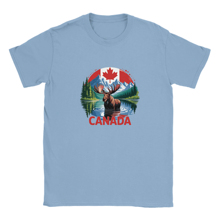 Kids Moose and Mountains T-Shirt - Soft Heavyweight Fabric - KPAP Canada