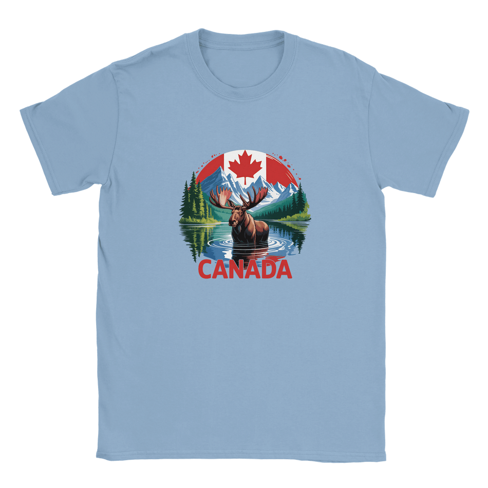 Kids Moose and Mountains T-Shirt - Soft Heavyweight Fabric - KPAP Canada