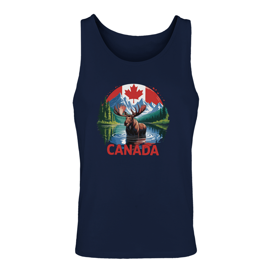 Canadian Moose & Mountains Tank Top – Men's Mid - Weight Cotton Tee - KPAP Canada