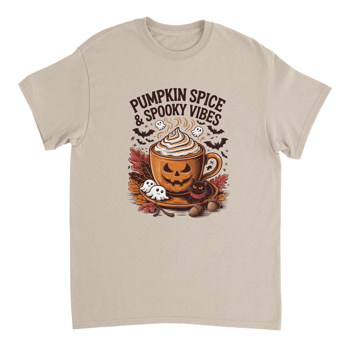 Spooky Pumpkin Spice Latte T-Shirt – Autumn Vibes, Halloween Fun, Heavyweight Cotton Tee - KPAP Canada