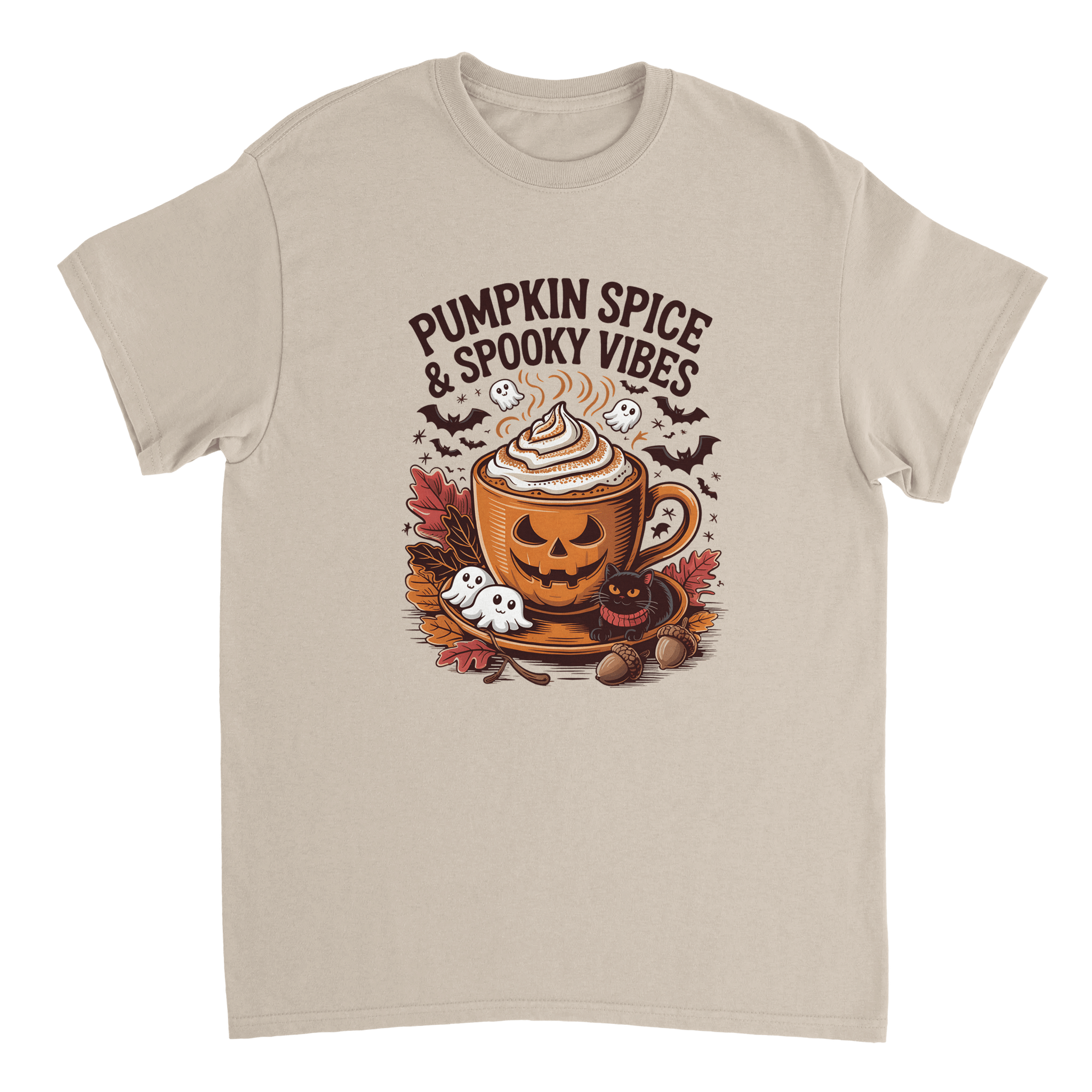 Spooky Pumpkin Spice Latte T-Shirt – Autumn Vibes, Halloween Fun, Heavyweight Cotton Tee - KPAP Canada