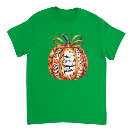 Autumn Breeze & Pumpkin Please T-Shirt – Fall Floral Design, Heavyweight Cotton, Classic Fit for Cozy Comfort - KPAP Canada