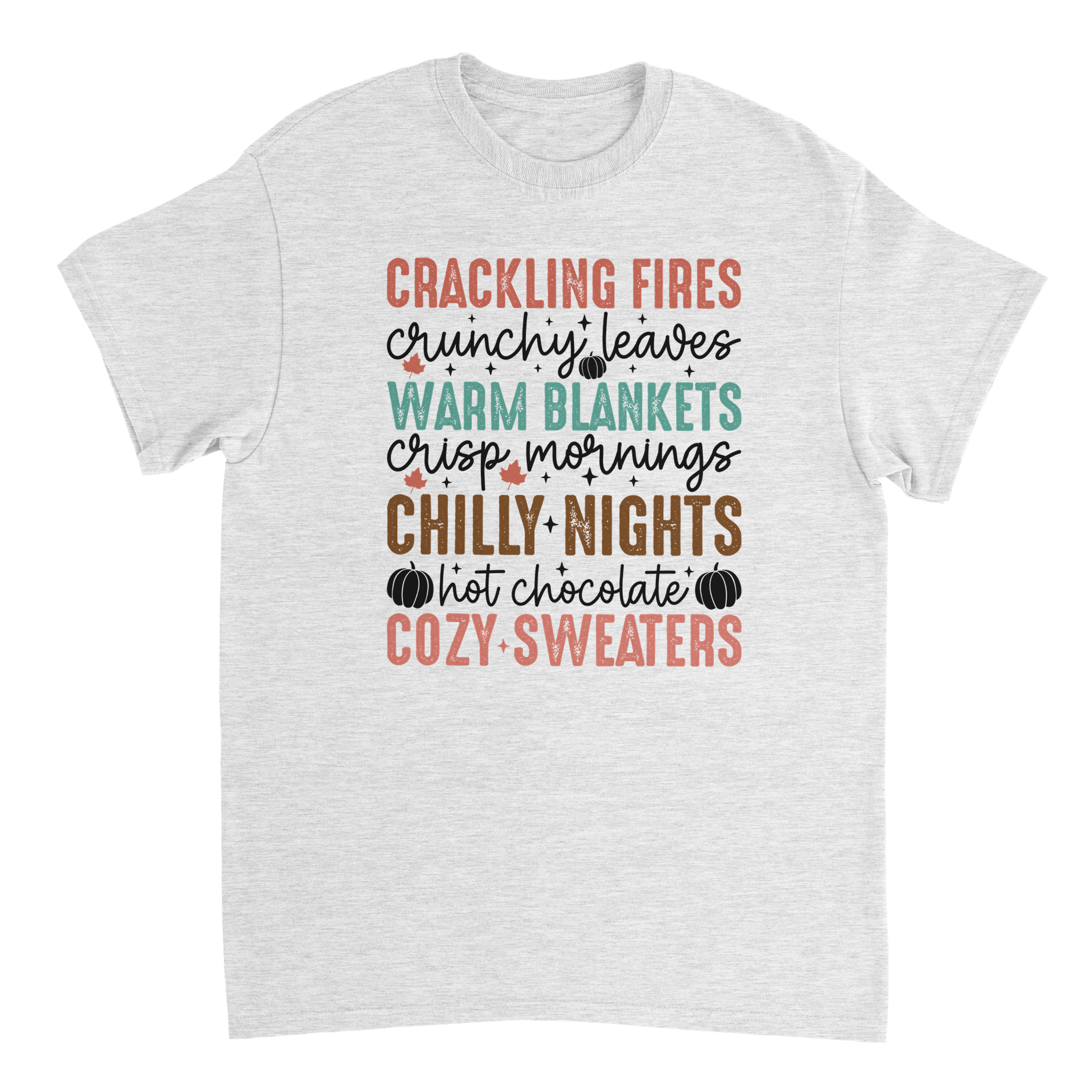 Autumn Comforts T-Shirt – Crackling Fires, Crunchy Leaves, Cozy Sweaters | Heavyweight Cotton Tee in Various Colors - KPAP Canada