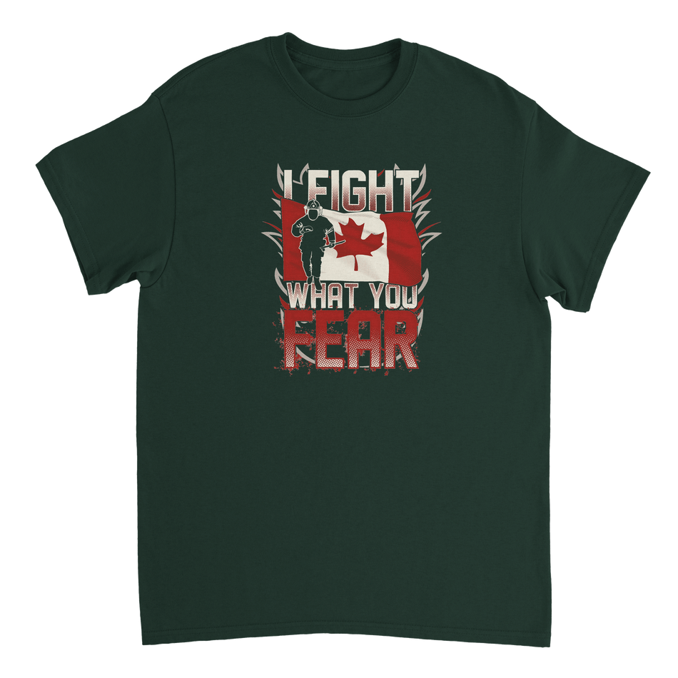 Canadian Firefighter 'I Fight What You Fear' T-Shirt – Premium Cotton, Bold Design, Everyday Hero Wear - KPAP Canada