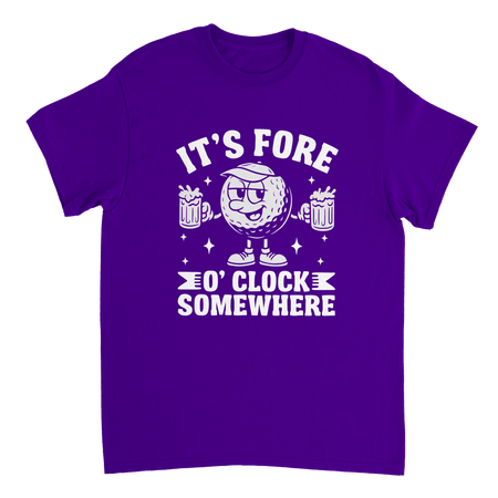 It's Fore O'Clock Somewhere Golf T-Shirt – Heavyweight Cotton, Classic Fit, Durable Casual Wear - KPAP Canada