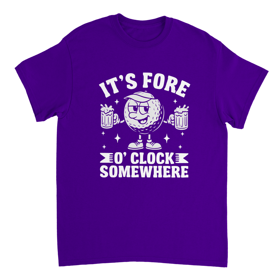 It's Fore O'Clock Somewhere Golf T-Shirt – Heavyweight Cotton, Classic Fit, Durable Casual Wear - KPAP Canada