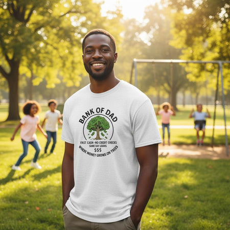 Bank of Dad T-Shirt – Humorous Money Tree Design, Heavyweight Cotton, Classic Fit for Everyday Fun - KPAP Canada