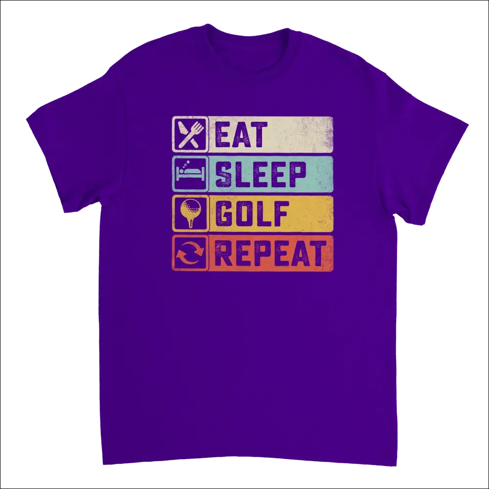 Purple Eat Sleep Golf Repeat heavyweight cotton t-shirt