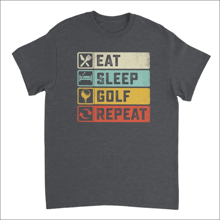 Dark gray heavyweight cotton Eat Sleep Golf Repeat t-shirt for golfers