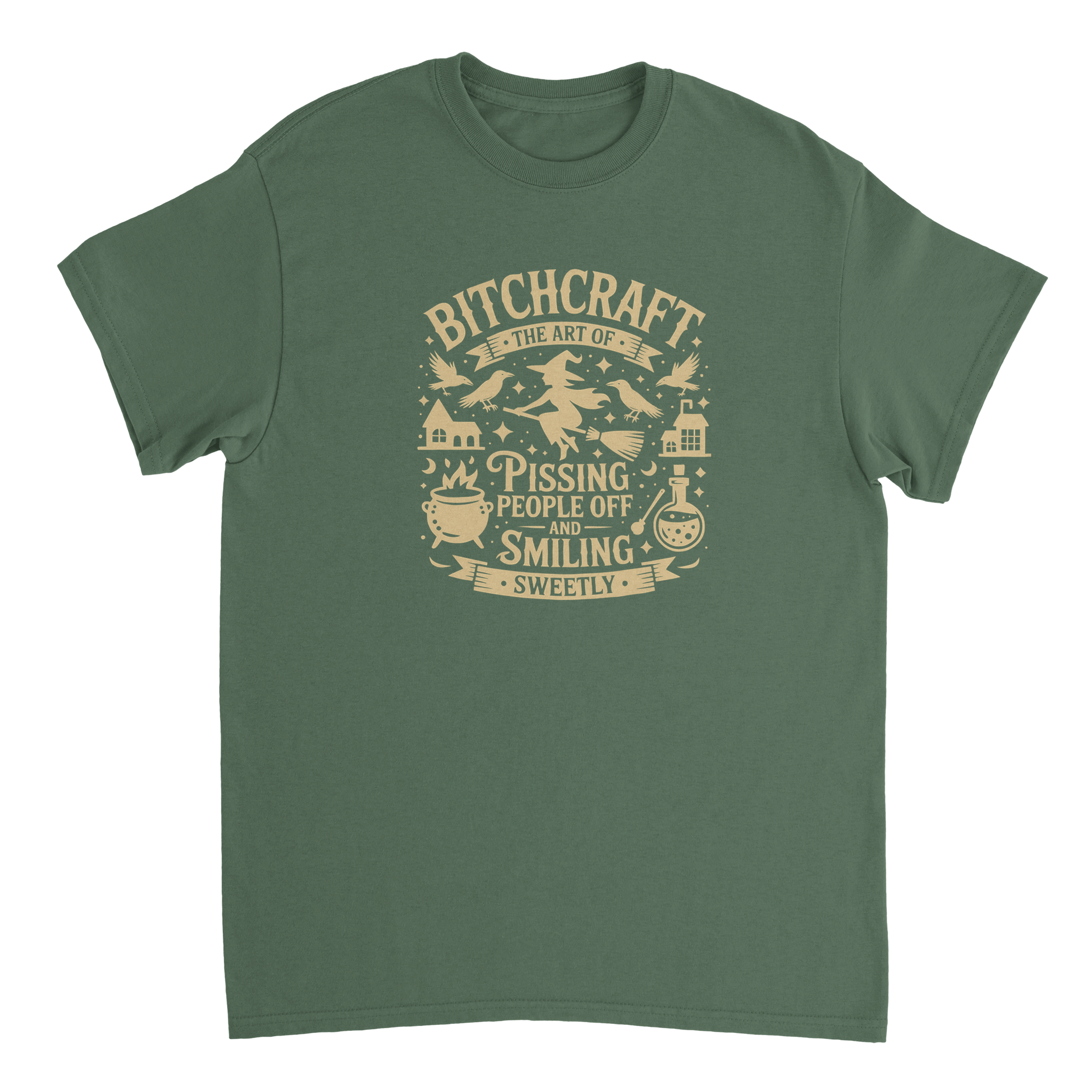 Bitchcraft: The Art of Pissing People Off & Smiling Sweetly T-Shirt – Witchy, Sassy & Spooky Cotton Tee - KPAP Canada