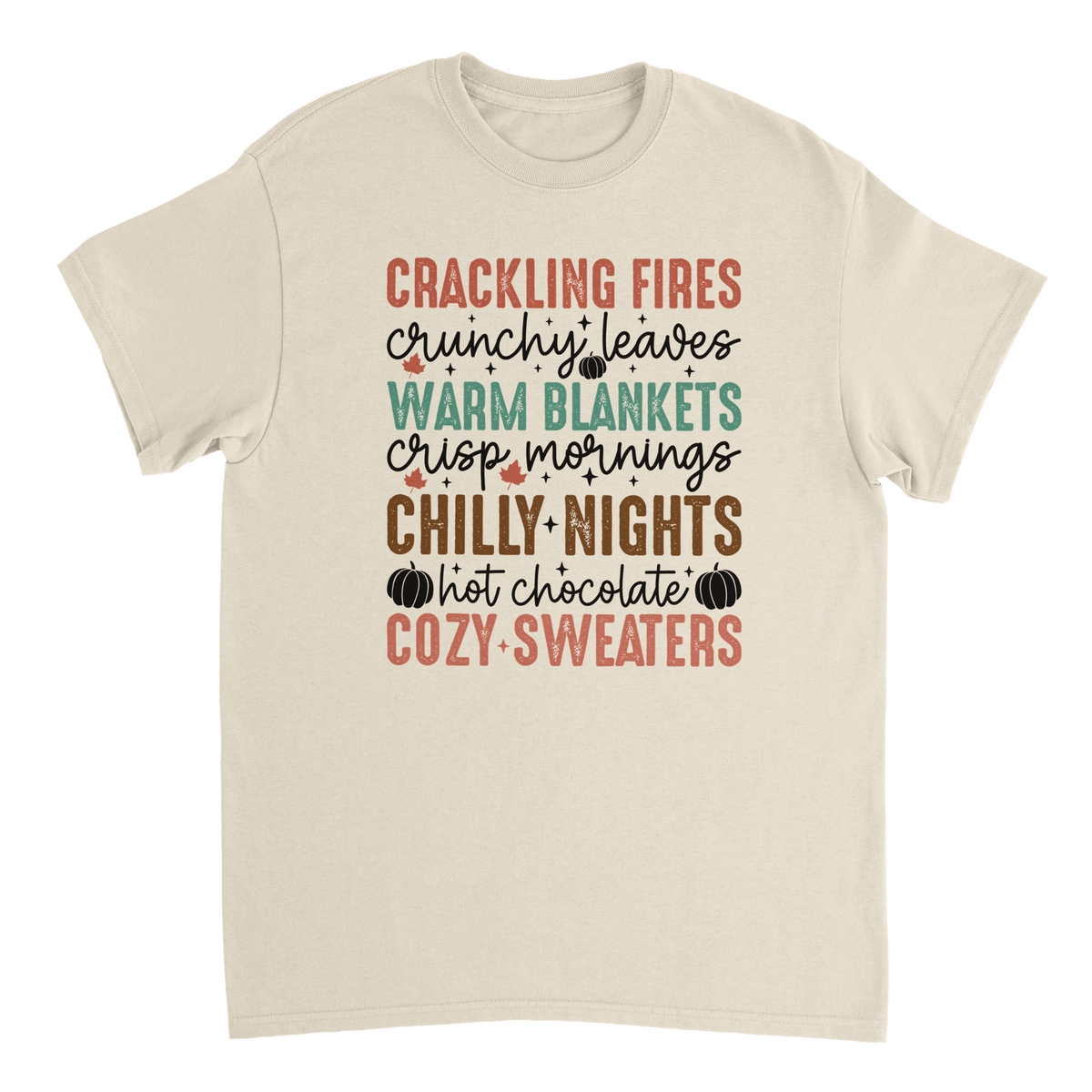 Autumn Comforts T-Shirt – Crackling Fires, Crunchy Leaves, Cozy Sweaters | Heavyweight Cotton Tee in Various Colors - KPAP Canada