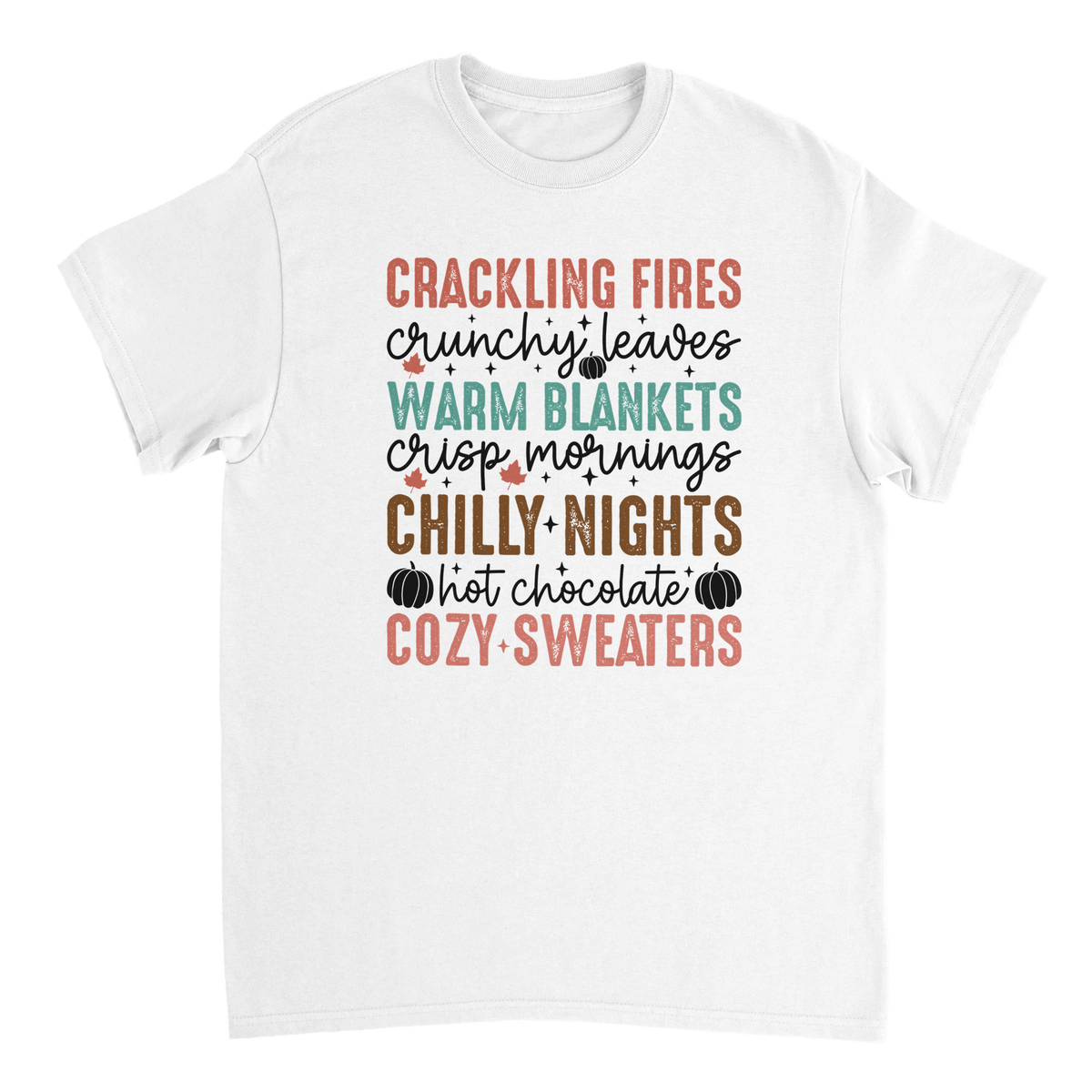 Autumn Comforts T-Shirt – Crackling Fires, Crunchy Leaves, Cozy Sweaters | Heavyweight Cotton Tee in Various Colors - KPAP Canada