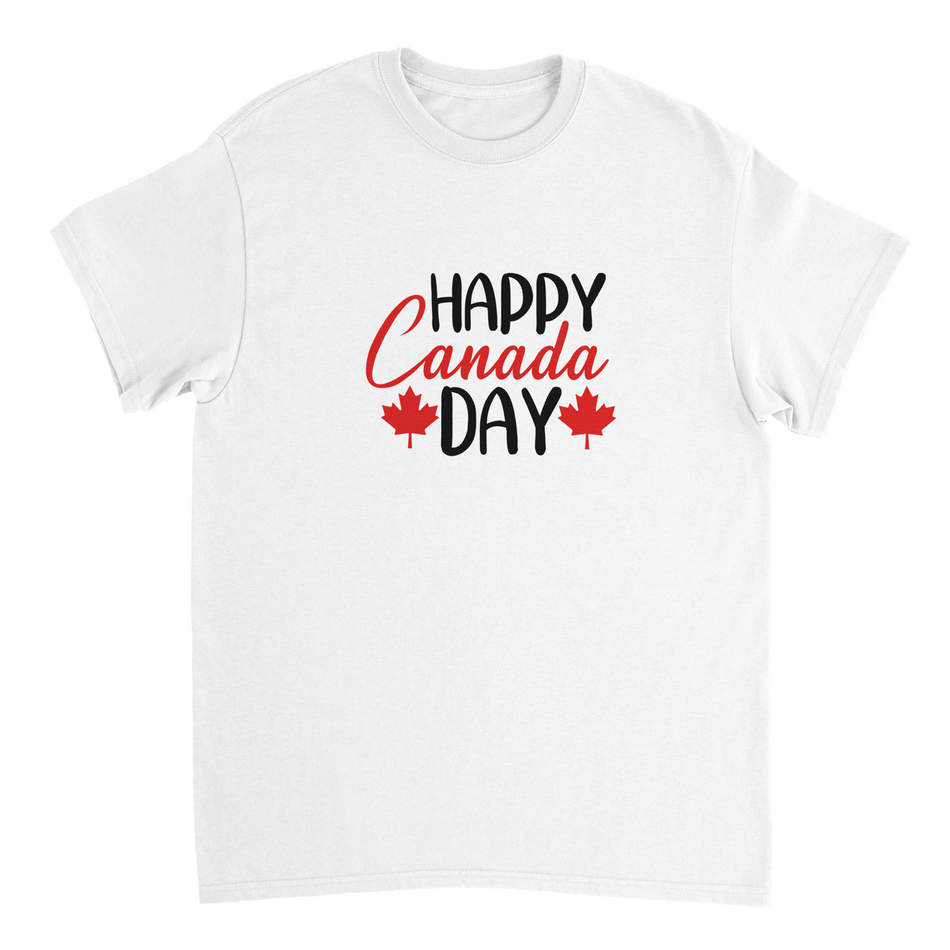 Happy Canada Day T-Shirt – Festive Maple Leaf Design, Premium Cotton, Classic Fit - KPAP Canada