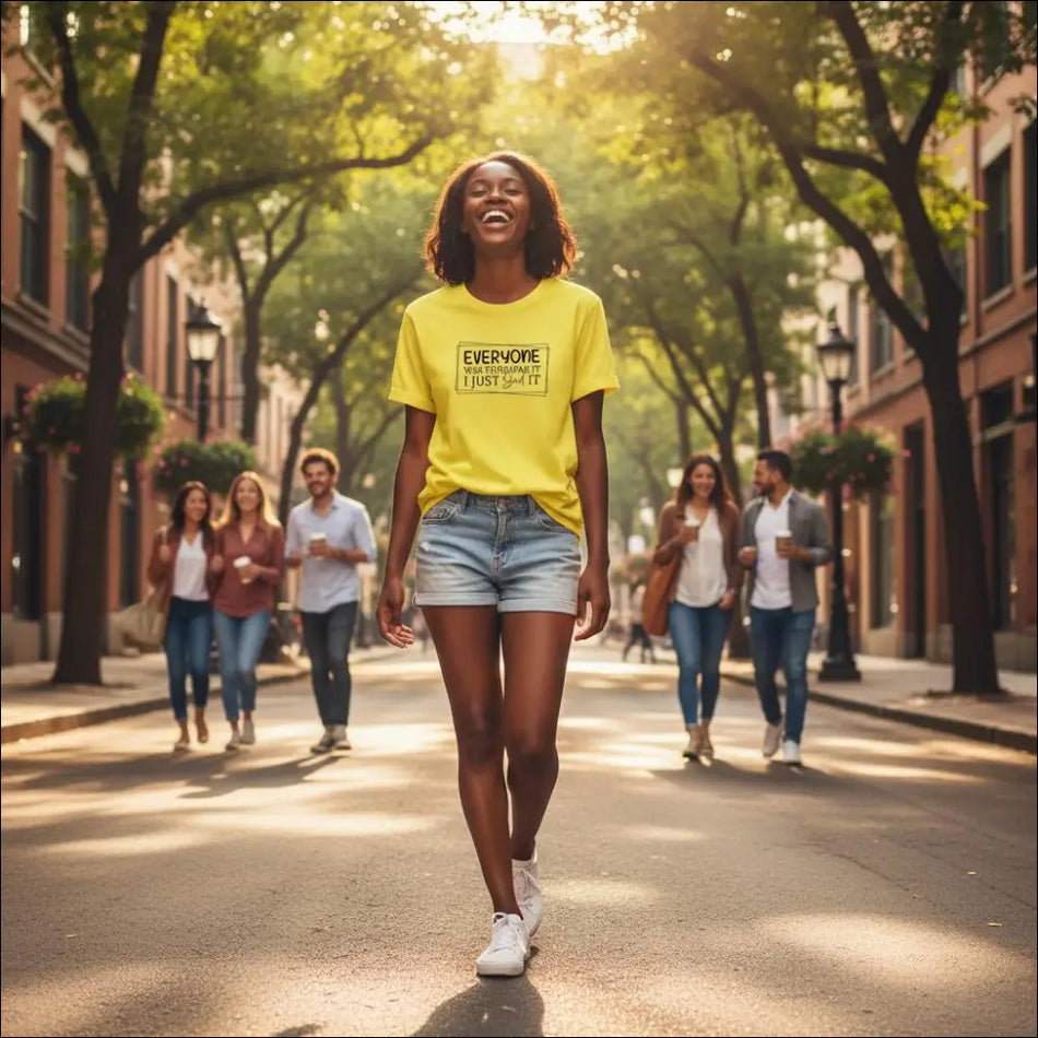 Bright yellow unisex t-shirt with Everyone Was Wrong I Just Did It graphic