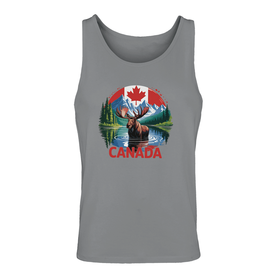 Canadian Moose & Mountains Tank Top – Men's Mid - Weight Cotton Tee - KPAP Canada