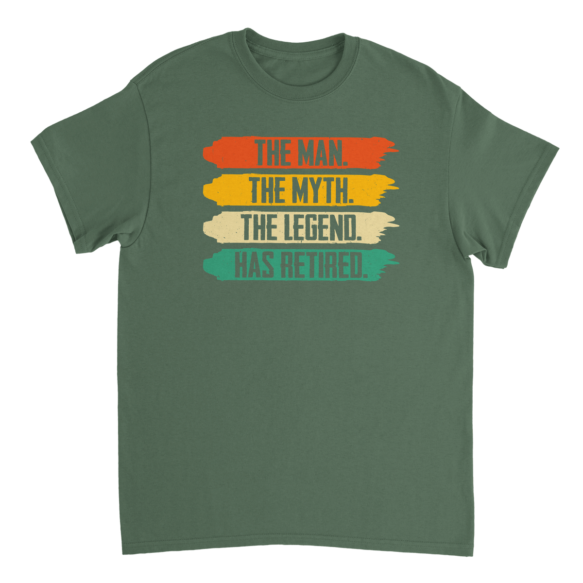 The Man The Myth The Legend Has Retired T-Shirt – Vintage Sunset Palette, Premium Cotton, Classic Fit, Retirement Gift - KPAP Canada