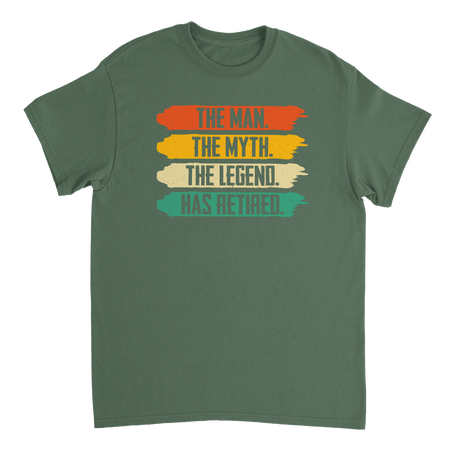 The Man The Myth The Legend Has Retired T-Shirt – Vintage Sunset Palette, Premium Cotton, Classic Fit, Retirement Gift - KPAP Canada