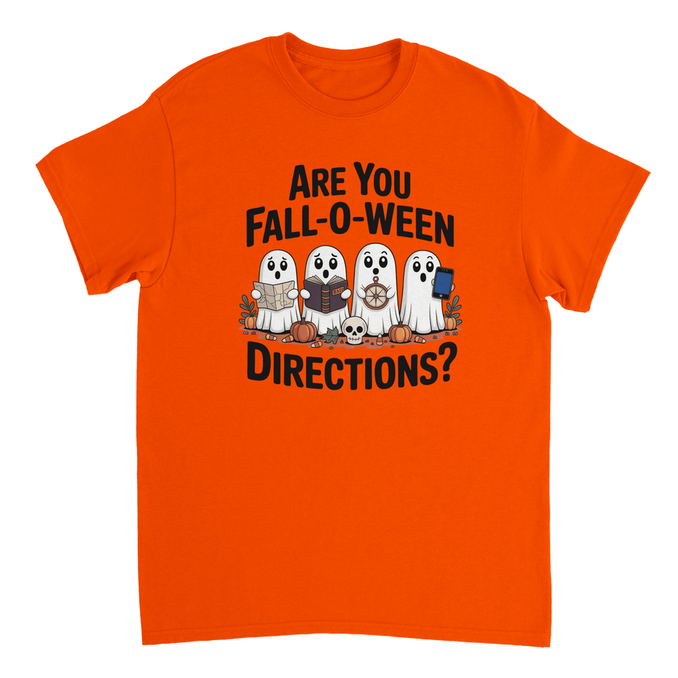 Are You Fall - O - Ween Directions? Funny Ghost Halloween T-Shirt – Spooky Season Heavyweight Cotton Tee - KPAP Canada