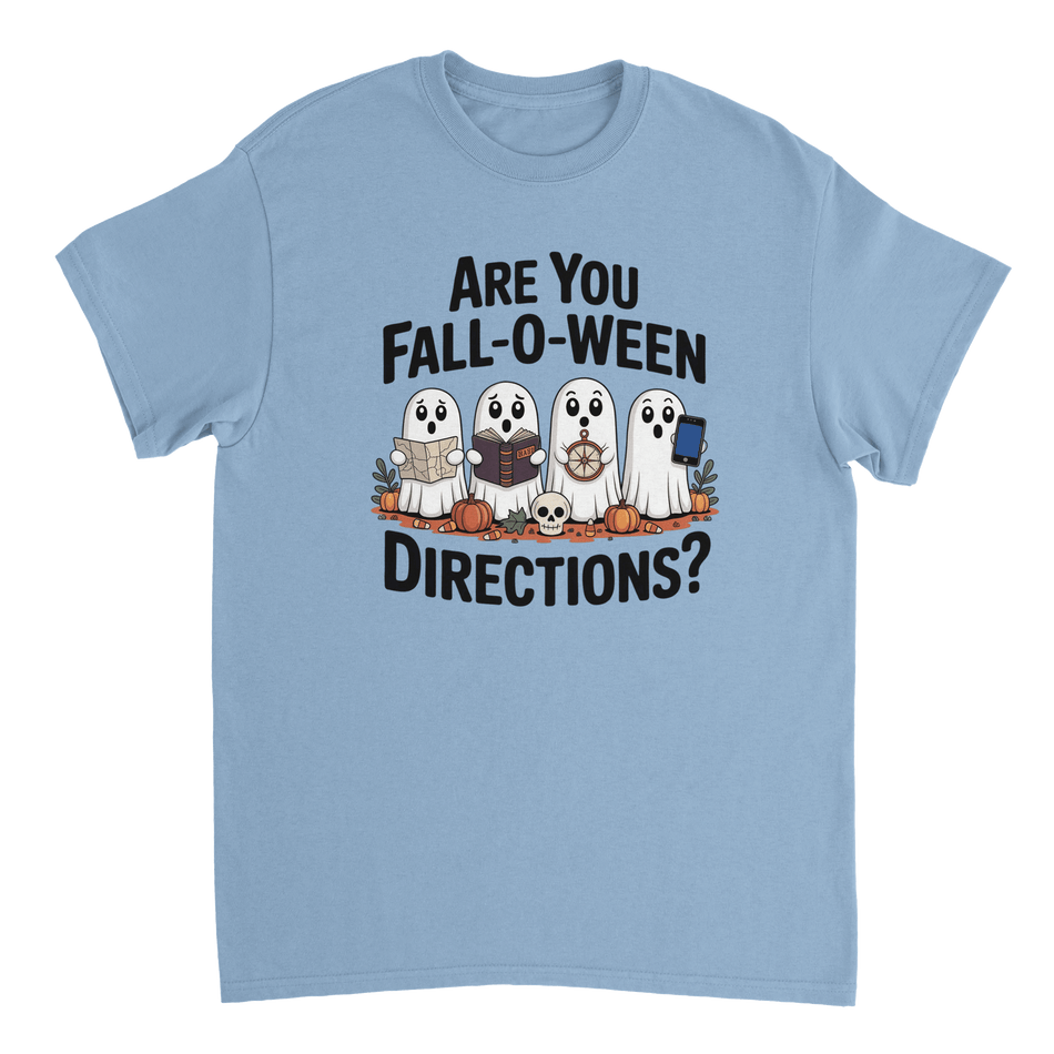Are You Fall - O - Ween Directions? Funny Ghost Halloween T-Shirt – Spooky Season Heavyweight Cotton Tee - KPAP Canada