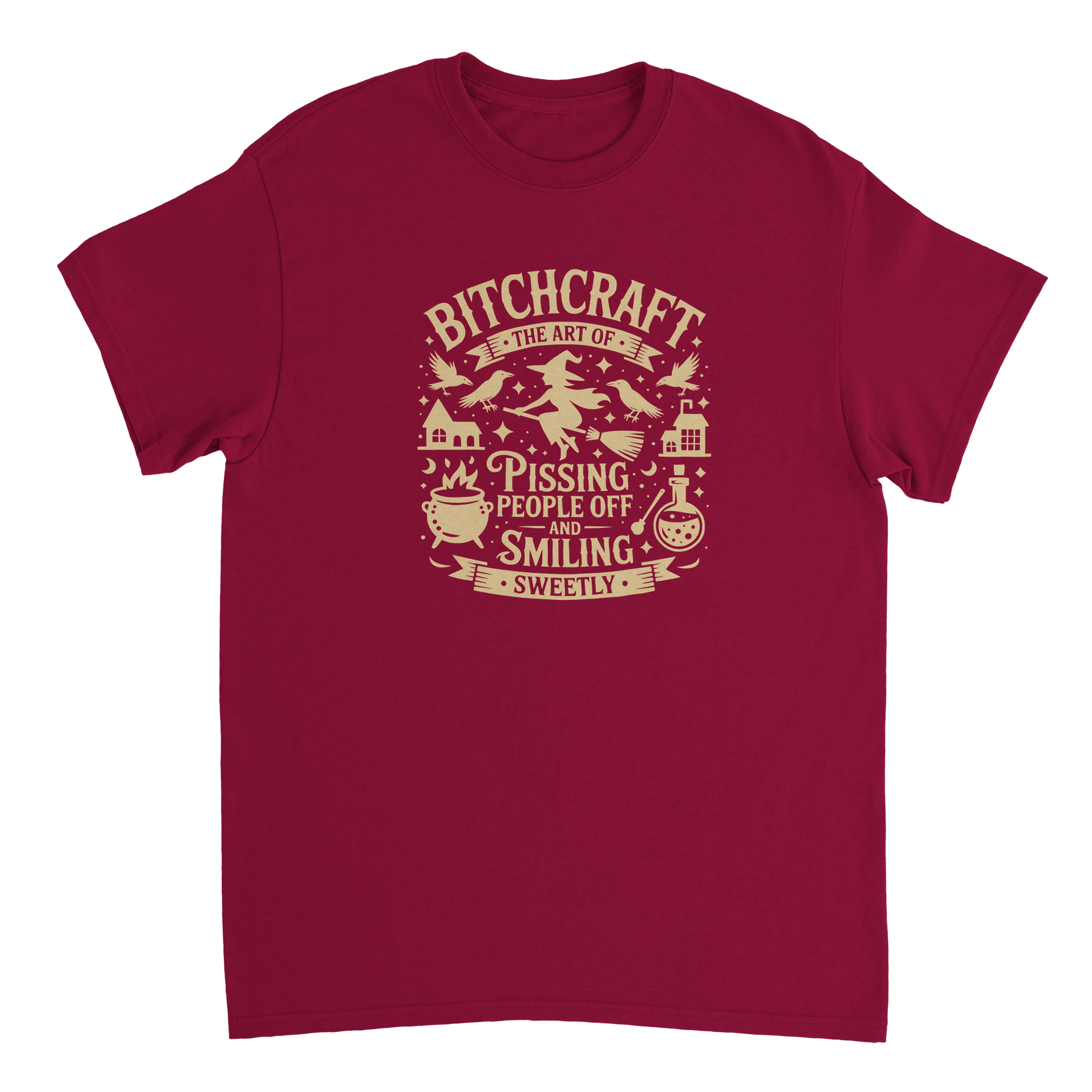 Bitchcraft: The Art of Pissing People Off & Smiling Sweetly T-Shirt – Witchy, Sassy & Spooky Cotton Tee - KPAP Canada