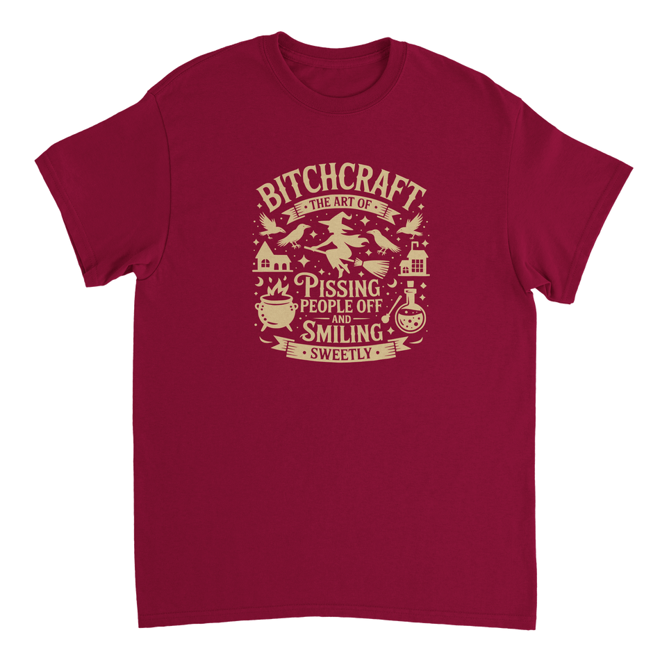 Bitchcraft: The Art of Pissing People Off & Smiling Sweetly T-Shirt – Witchy, Sassy & Spooky Cotton Tee - KPAP Canada