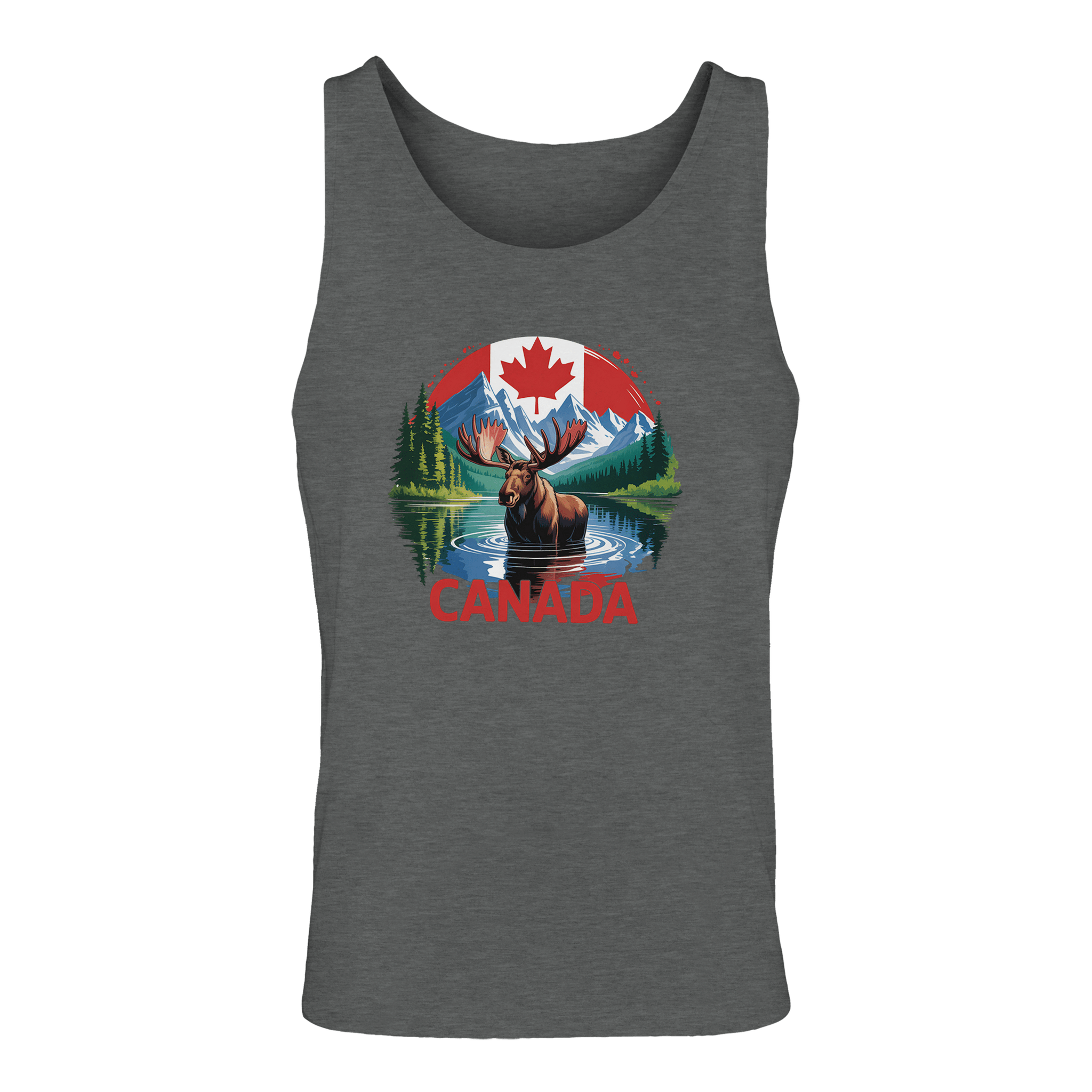 Canadian Moose & Mountains Tank Top – Men's Mid - Weight Cotton Tee - KPAP Canada