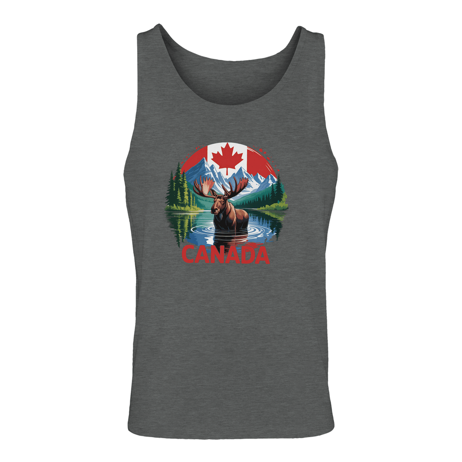 Canadian Moose & Mountains Tank Top – Men's Mid - Weight Cotton Tee - KPAP Canada
