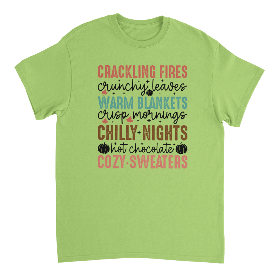Autumn Comforts T-Shirt – Crackling Fires, Crunchy Leaves, Cozy Sweaters | Heavyweight Cotton Tee in Various Colors - KPAP Canada
