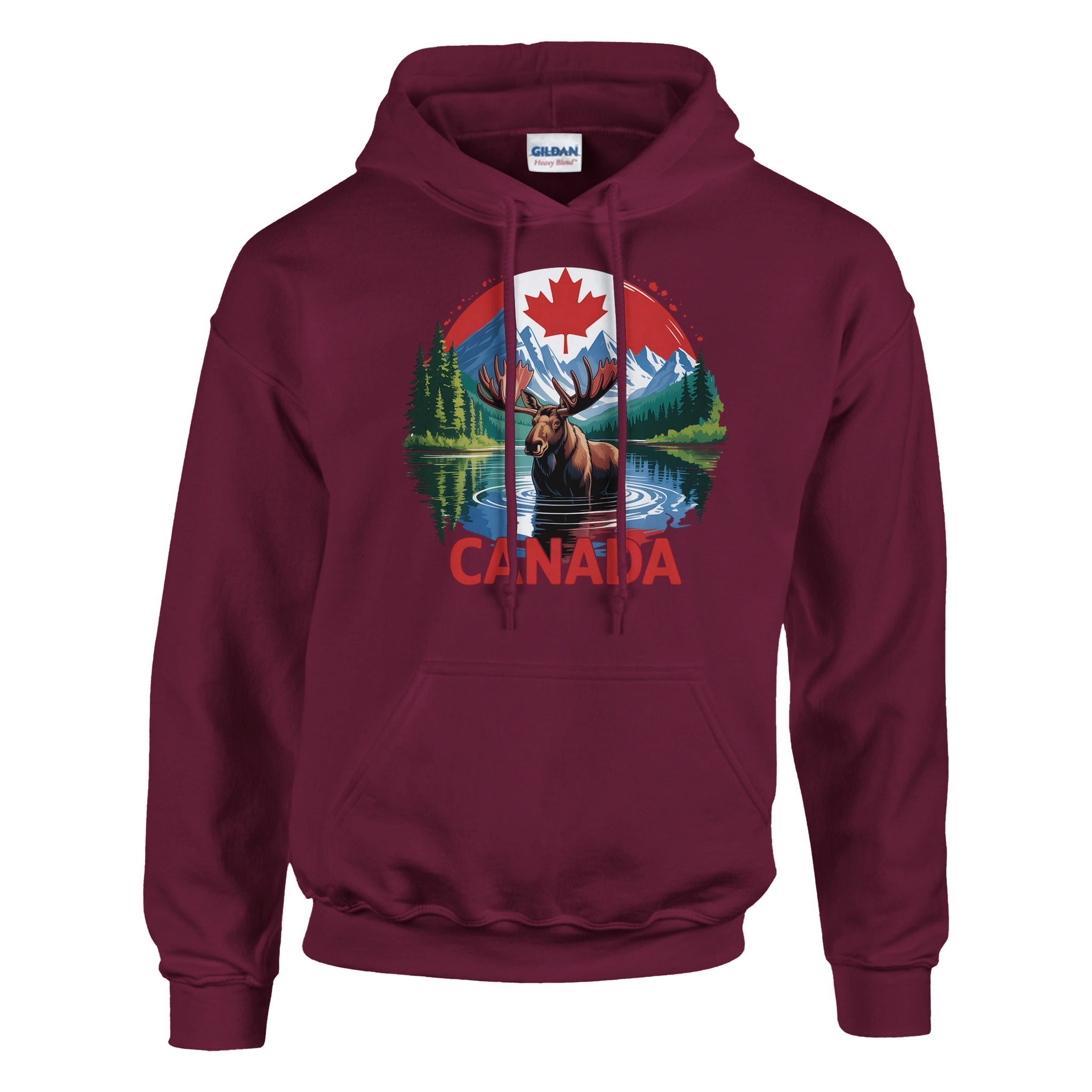 Canadian Moose & Mountains Pullover Hoodie – Heavy Blend Comfort - KPAP Canada