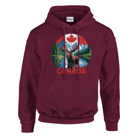 Canadian Moose & Mountains Pullover Hoodie – Heavy Blend Comfort - KPAP Canada
