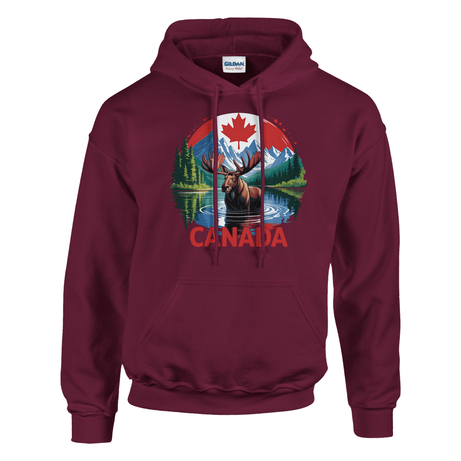 Canadian Moose & Mountains Pullover Hoodie – Heavy Blend Comfort - KPAP Canada